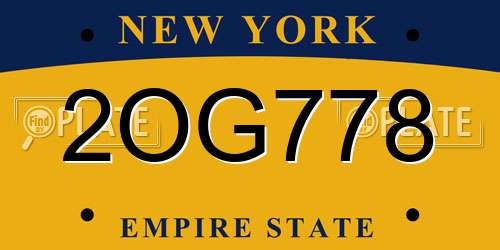 2OG778 New York License Plate