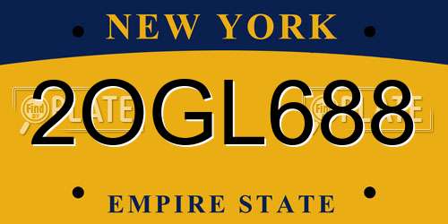 2OGL688 New York License Plate