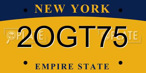 2OGT75 New York License Plate