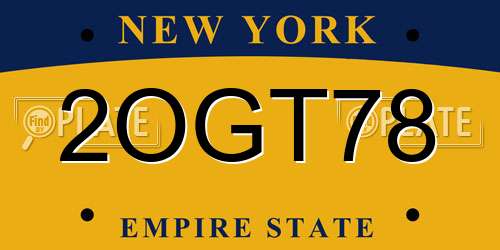 2OGT78 New York License Plate