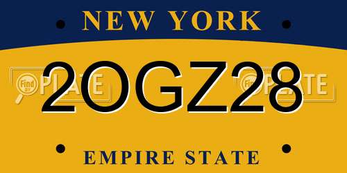 2OGZ28 New York License Plate