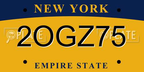 2OGZ75 New York License Plate