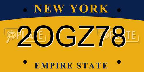 2OGZ78 New York License Plate