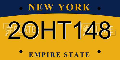 2OHT148 New York License Plate