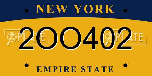 2OO402 New York License Plate
