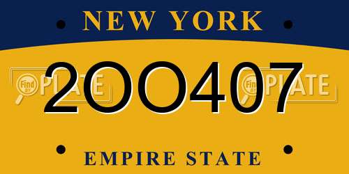 2OO407 New York License Plate