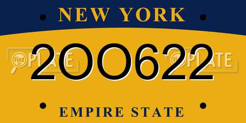 2OO622 New York License Plate