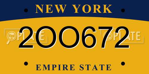 2OO672 New York License Plate