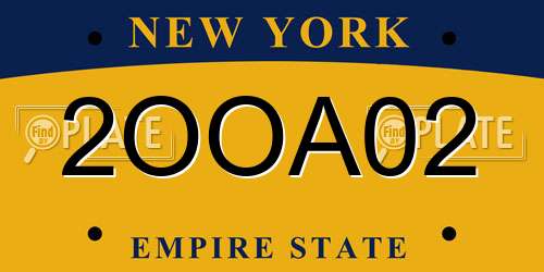 2OOA02 New York License Plate