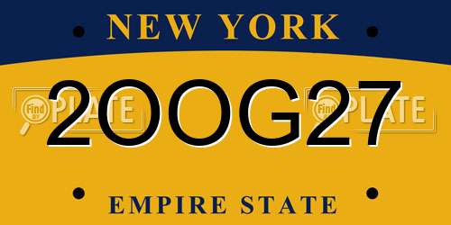 2OOG27 New York License Plate