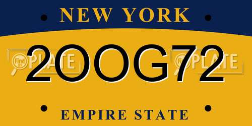 2OOG72 New York License Plate