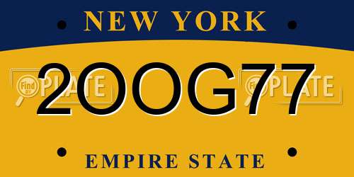2OOG77 New York License Plate