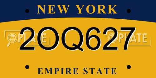 2OQ627 New York License Plate