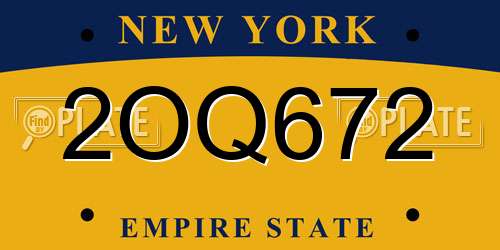 2OQ672 New York License Plate