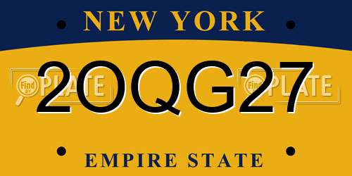 2OQG27 New York License Plate