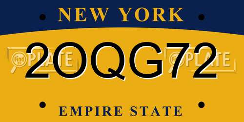 2OQG72 New York License Plate
