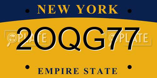 2OQG77 New York License Plate