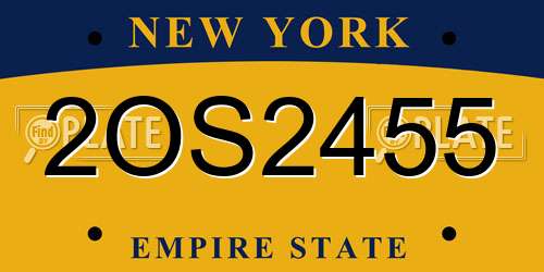 2OS2455 New York License Plate