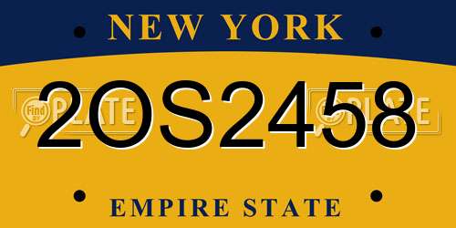 2OS2458 New York License Plate