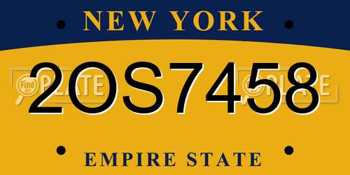 2OS7458 New York License Plate