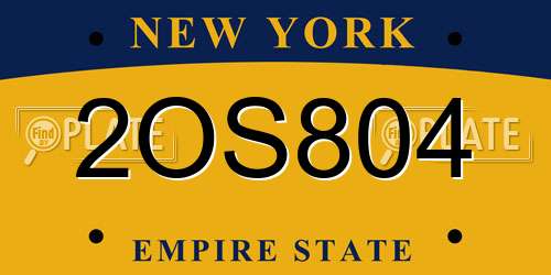 2OS804 New York License Plate