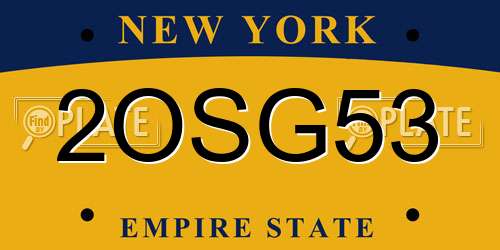 2OSG53 New York License Plate