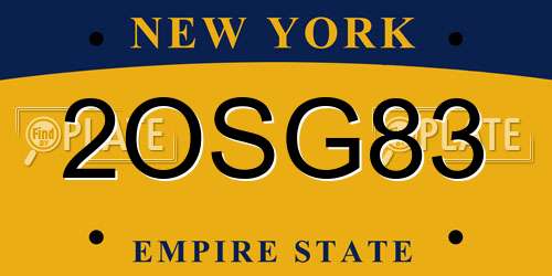 2OSG83 New York License Plate