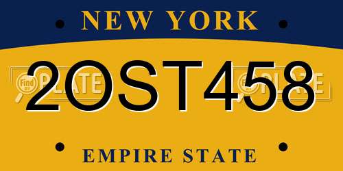 2OST458 New York License Plate