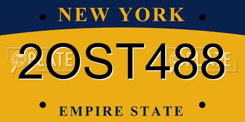 2OST488 New York License Plate