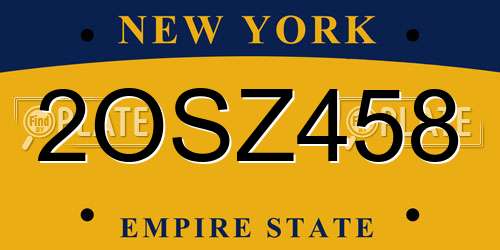 2OSZ458 New York License Plate
