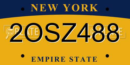 2OSZ488 New York License Plate