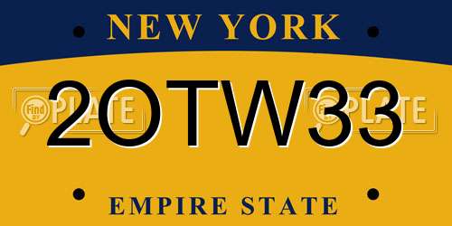 2OTW33 New York License Plate