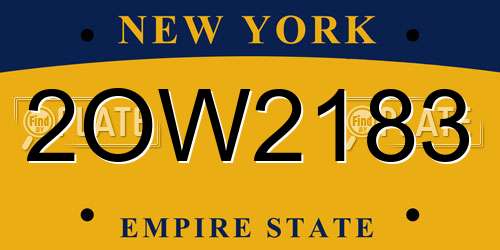 2OW2183 New York License Plate