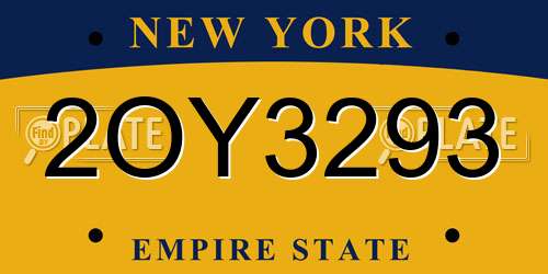 2OY3293 New York License Plate