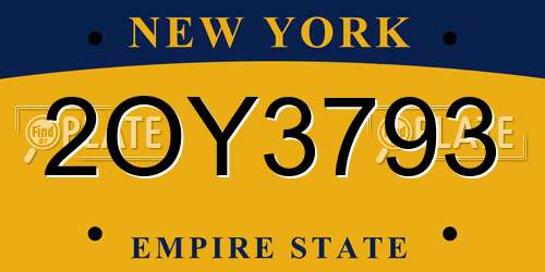 2OY3793 New York License Plate