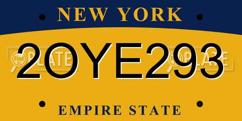 2OYE293 New York License Plate
