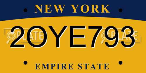 2OYE793 New York License Plate