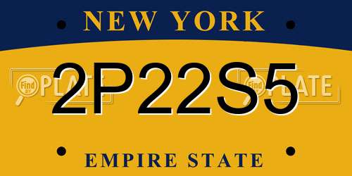2P22S5 New York License Plate