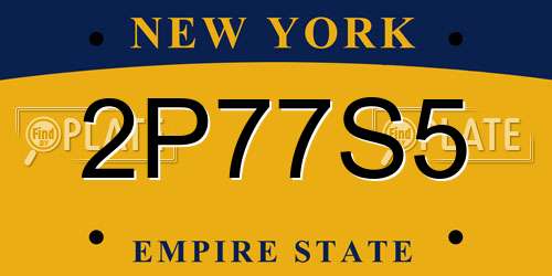 2P77S5 New York License Plate