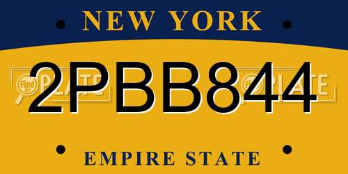 2PBB844 New York License Plate