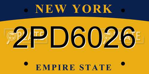 2PD6026 New York License Plate