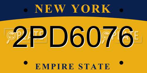 2PD6076 New York License Plate