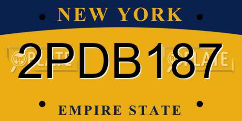 2PDB187 New York License Plate