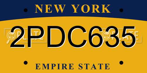 2PDC635 New York License Plate