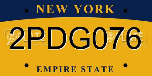 2PDG076 New York License Plate