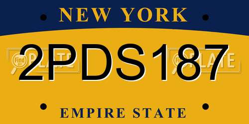 2PDS187 New York License Plate