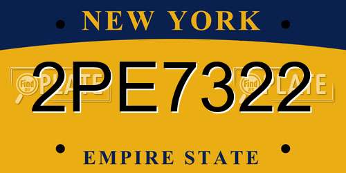 2PE7322 New York License Plate