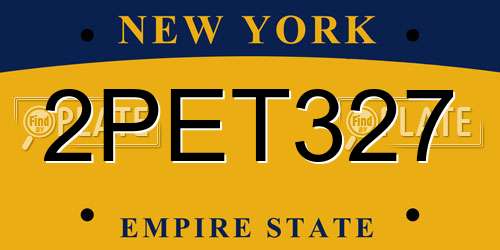 2PET327 New York License Plate