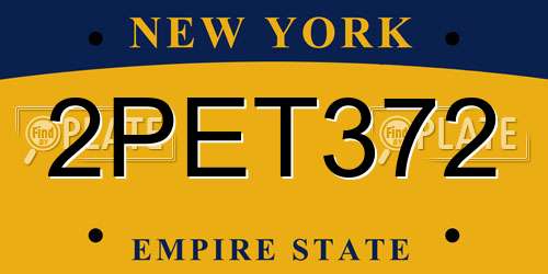 2PET372 New York License Plate