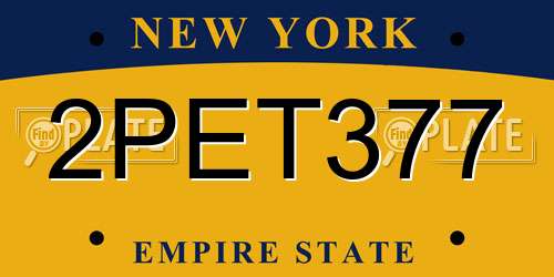 2PET377 New York License Plate